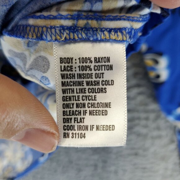 Crown & Ivy Top Women PXL Blue Floral Embroidered Long Sleeve Boho Blouse - Picture 3 of 8